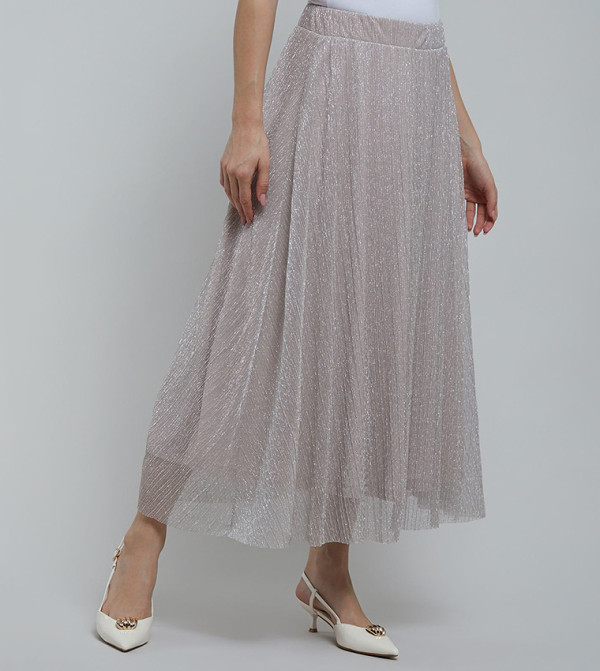R&B Skirts - Beige Midi Skirts