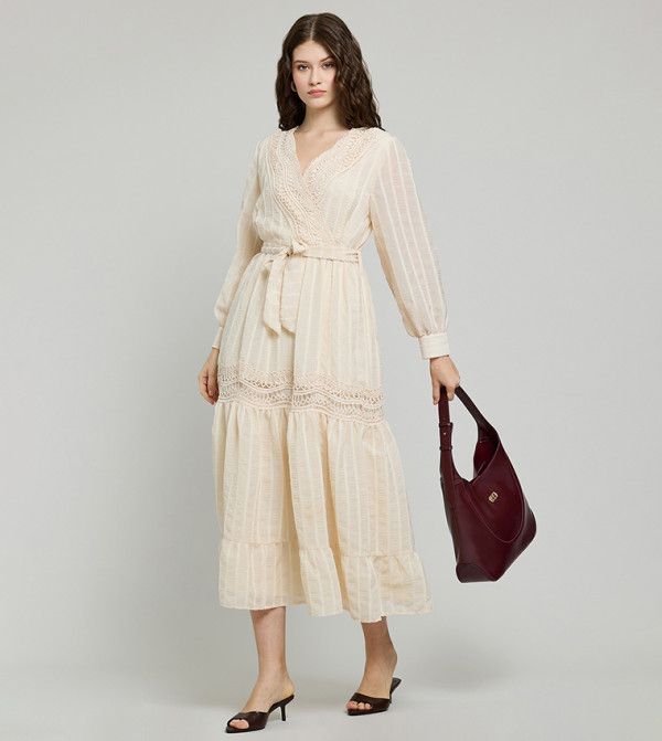 R&B  Dresses - Beige Midi Dresses