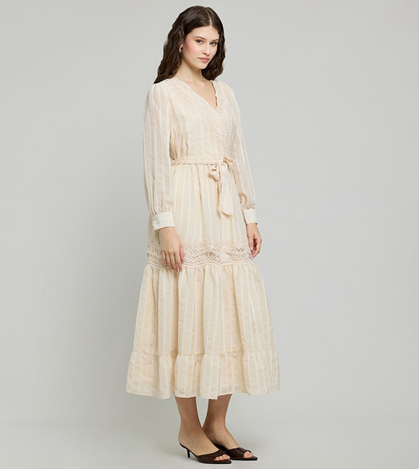 R&B  Dresses - Beige Midi Dresses