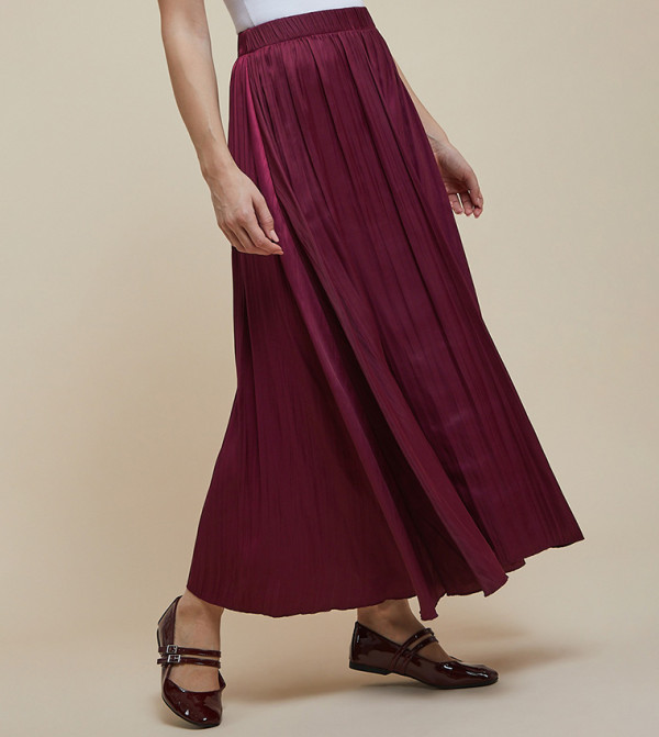 R&B  Clothing - Wine Maxi Skirts
