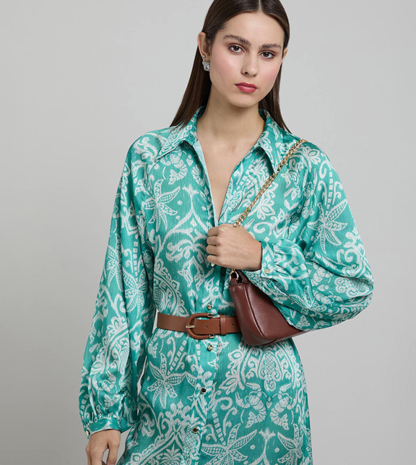 R&B  Shirt & T-Shirt Dresses - Green Shirt & T-Shirt Dresses