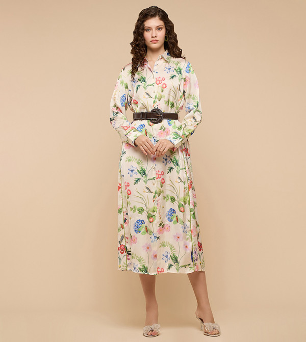 R&B  Shirt & T-Shirt Dresses - Cream Shirt & T-Shirt Dresses