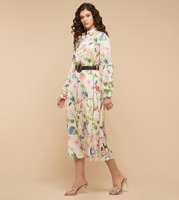 R&B  Shirt & T-Shirt Dresses - Cream Shirt & T-Shirt Dresses