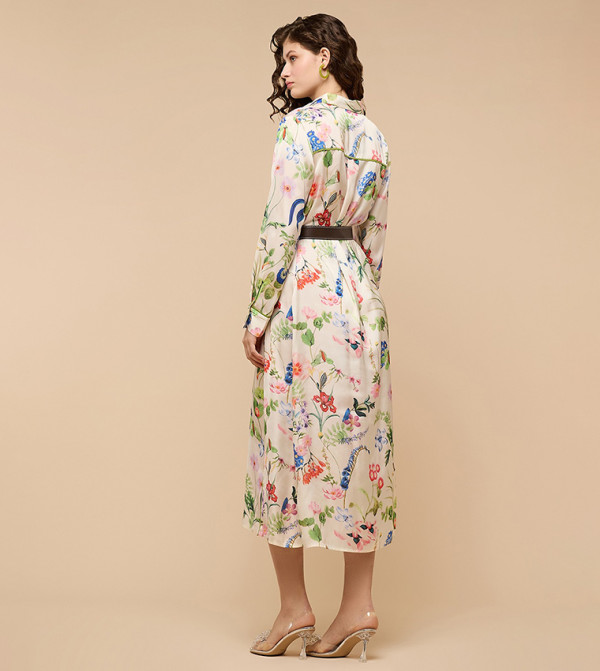 R&B  Shirt & T-Shirt Dresses - Cream Shirt & T-Shirt Dresses