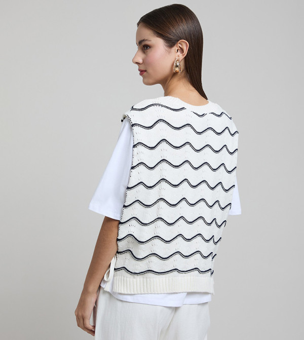 R&B  Sweaters & Cardigans - Ivory Round Neck Sweaters
