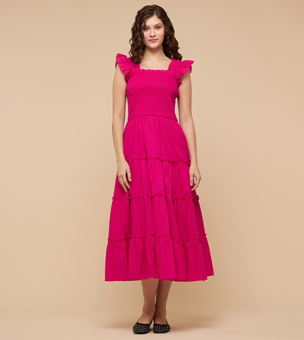 R&B Midi Dresses - Fuchsia Midi Dresses