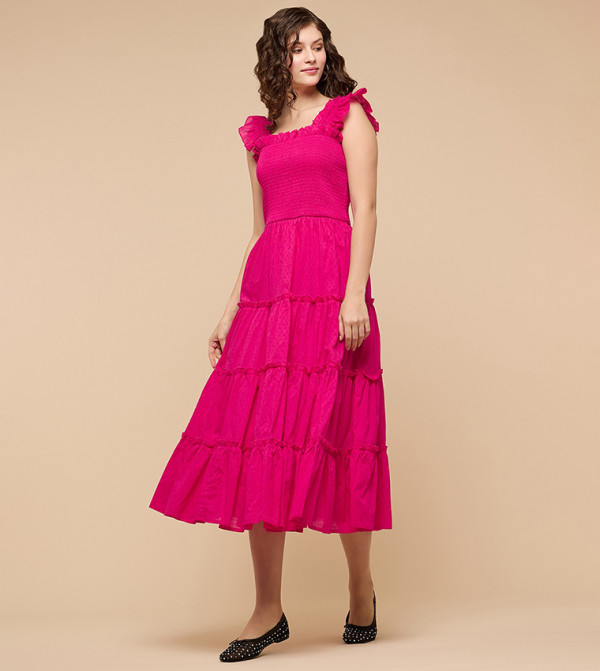 R&B Midi Dresses - Fuchsia Midi Dresses