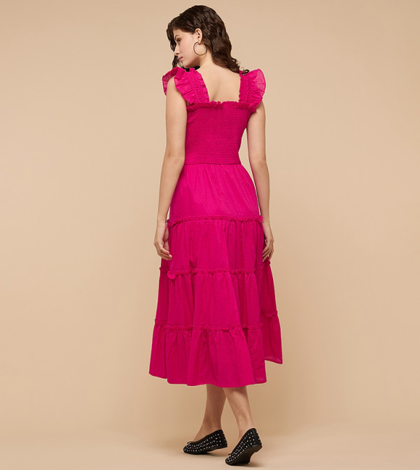 R&B Midi Dresses - Fuchsia Midi Dresses