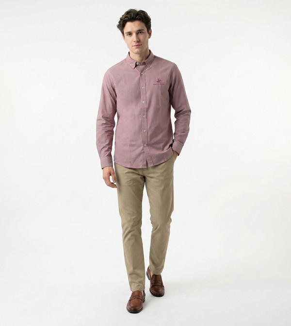Beverly Hills Polo Club  Casual Shirts - Mauve Long Sleeves