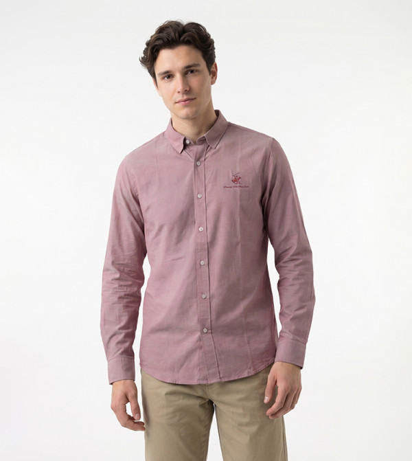 Beverly Hills Polo Club  Casual Shirts - Mauve Long Sleeves