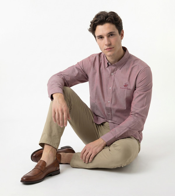 Beverly Hills Polo Club  Casual Shirts - Mauve Long Sleeves