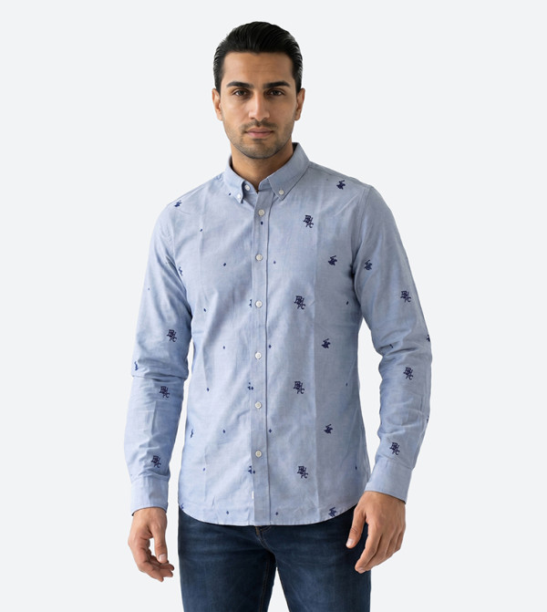 Beverly Hills Polo Club  Casual Shirts - Blue Long Sleeves
