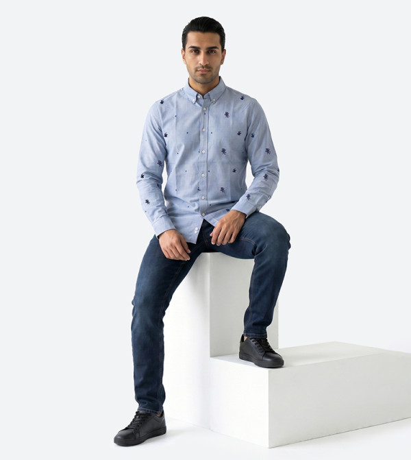 Beverly Hills Polo Club  Casual Shirts - Blue Long Sleeves