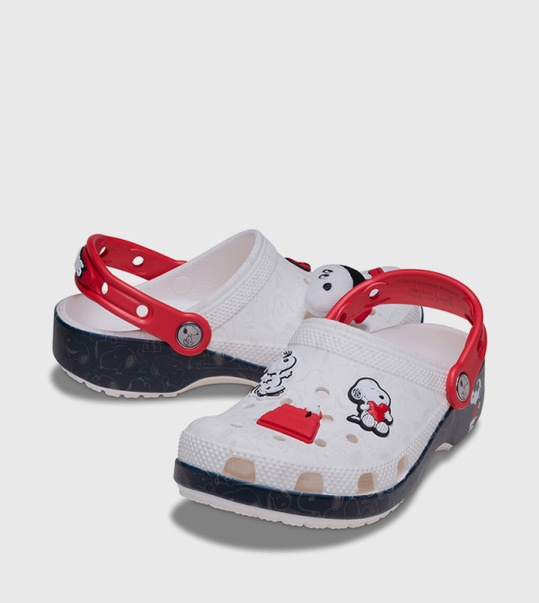 Crocs  nautical-sharks-sea-life - White clogs