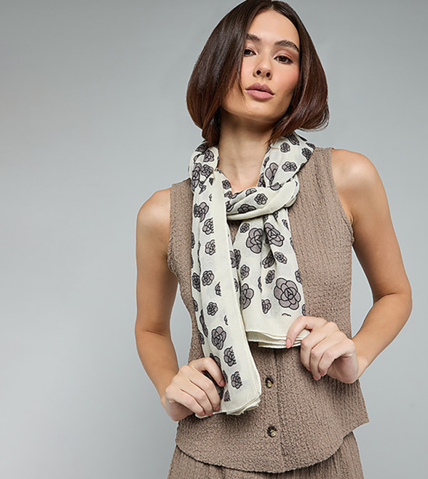 R&B  Scarves - Ivory Woven Scarves