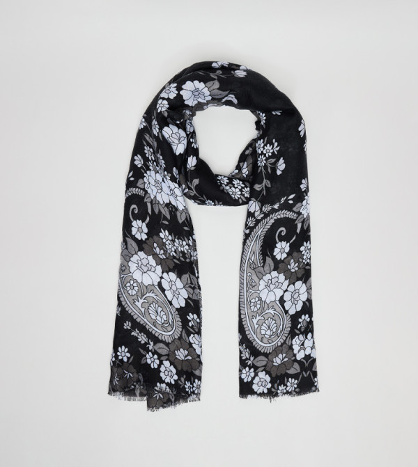 R&B  Woven Scarves - BLACK Woven Scarves