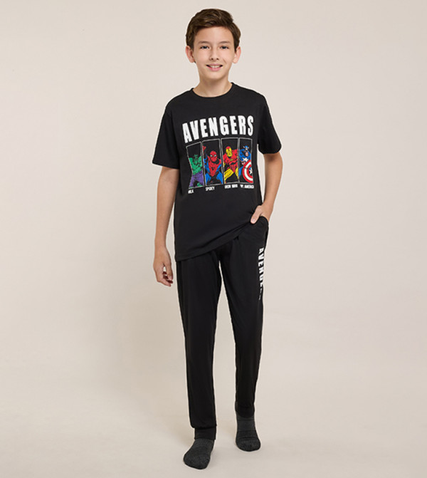 R&B  marvel - BLACK Top & Pyjama Sets