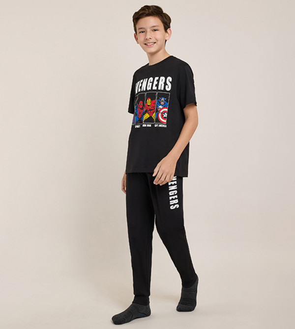 R&B  marvel - BLACK Top & Pyjama Sets