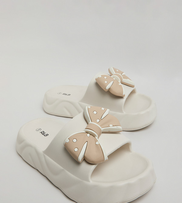 R&B  Flip flops and Slides - Beige Slides