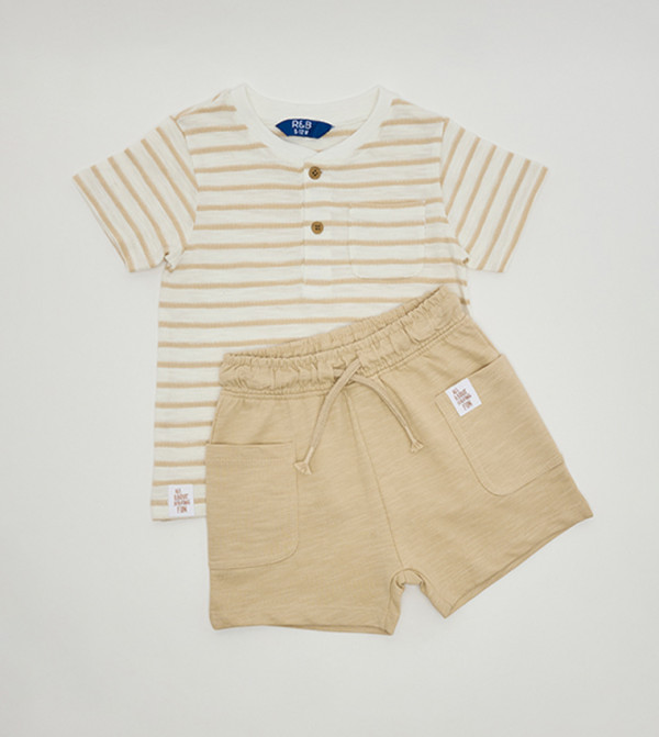 R&B  Top & Shorts - Beige Top & Shorts
