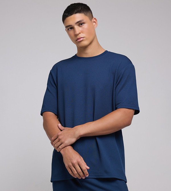 R&B workwear-reworked - Dark Blue Round Neck T-Shirts