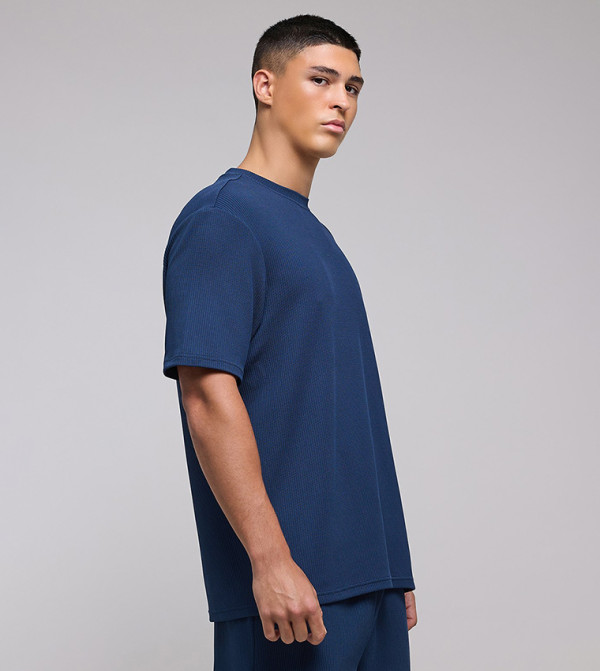 R&B workwear-reworked - Dark Blue Round Neck T-Shirts