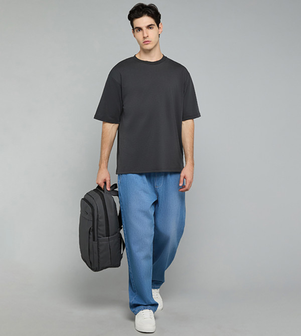 أر آند بي  daily-essentials - رمادي Round Neck T-Shirts