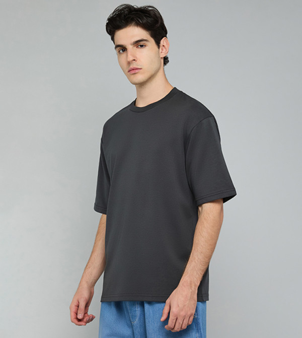 أر آند بي  daily-essentials - رمادي Round Neck T-Shirts