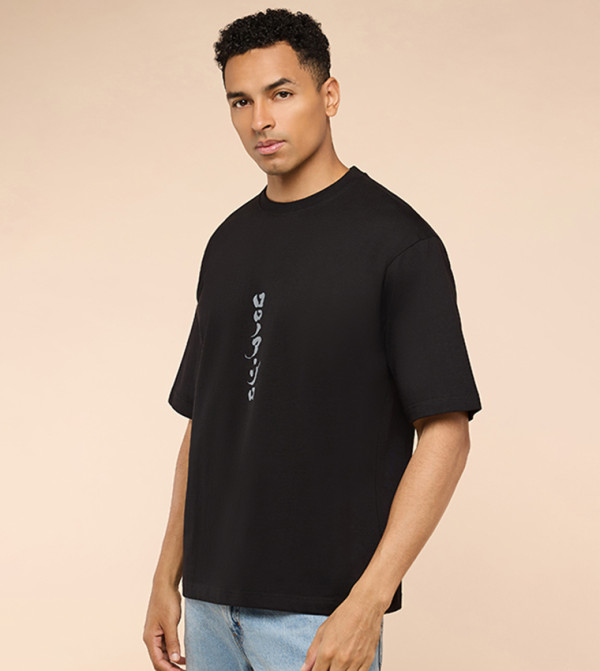 R&B R&B - BLACK Round Neck T-Shirts