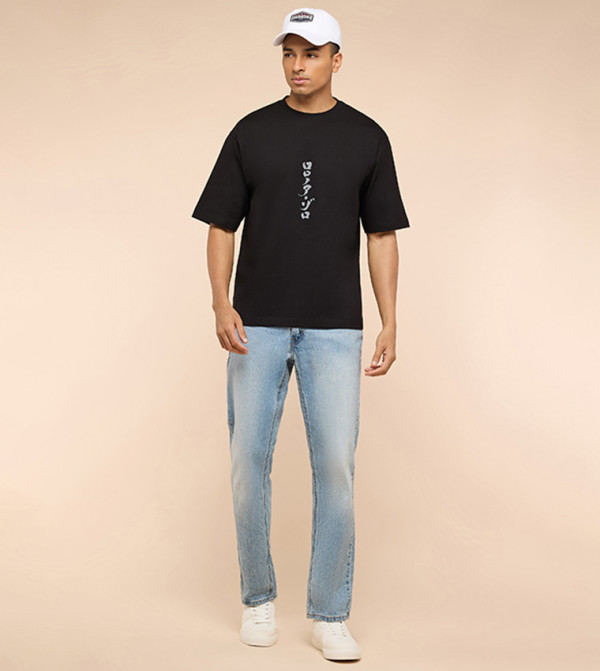 R&B R&B - BLACK Round Neck T-Shirts