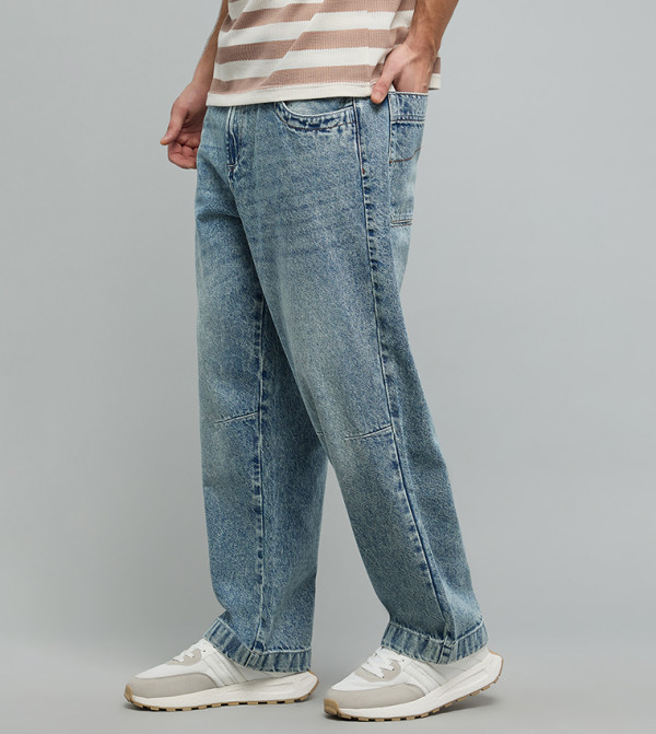 أر آند بي بناطيل جينز - أزرق Relaxed Jeans