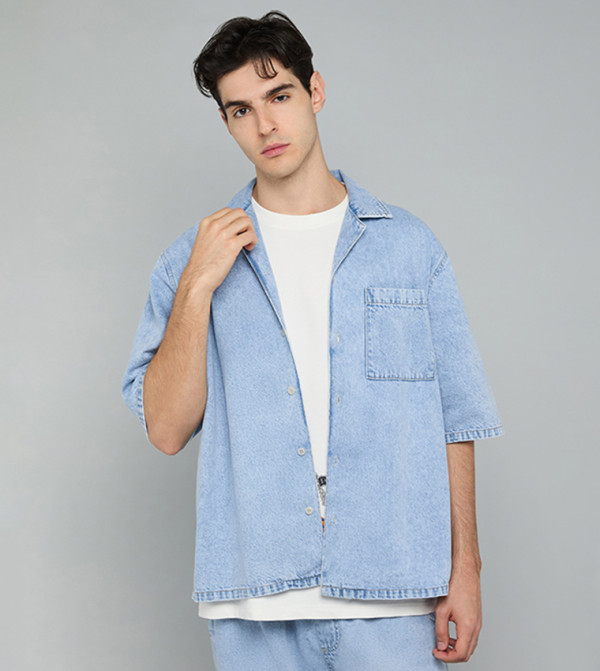 أر آند بي  أكمام قصيرة - أزرق Short Sleeves
