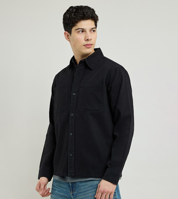 أر آند بي  قميص كاجوال - أسود Long Sleeves