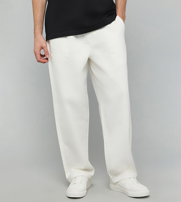 أر آند بي جينزات واسعة - أبيض Relaxed Jeans