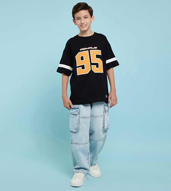 أر آند بي  varsity-graphics - أسود T-shirts