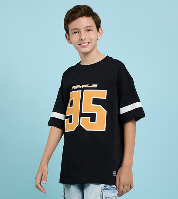 أر آند بي  varsity-graphics - أسود T-shirts