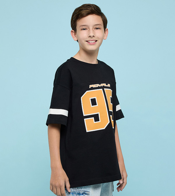 أر آند بي  varsity-graphics - أسود T-shirts
