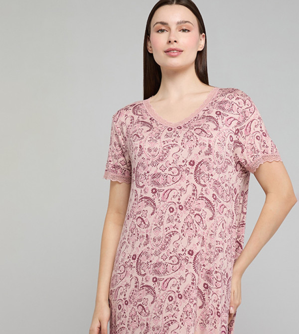 R&B  Night Dress & Gowns - Pink Night Dress & Gowns