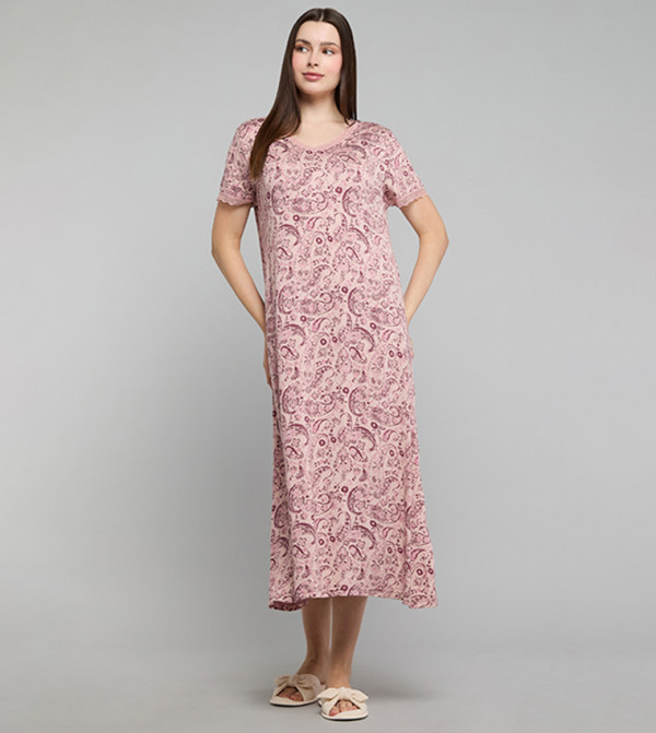 R&B  Night Dress & Gowns - Pink Night Dress & Gowns
