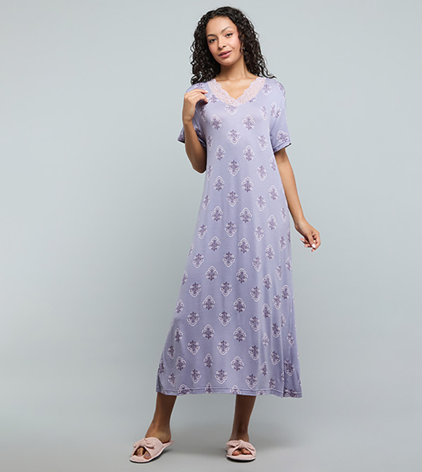 R&B  Night Dress & Gowns - Purple Night Dress & Gowns
