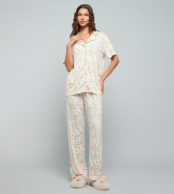 أر آند بي  ملابس نوم - كريمي  Pyjama Set