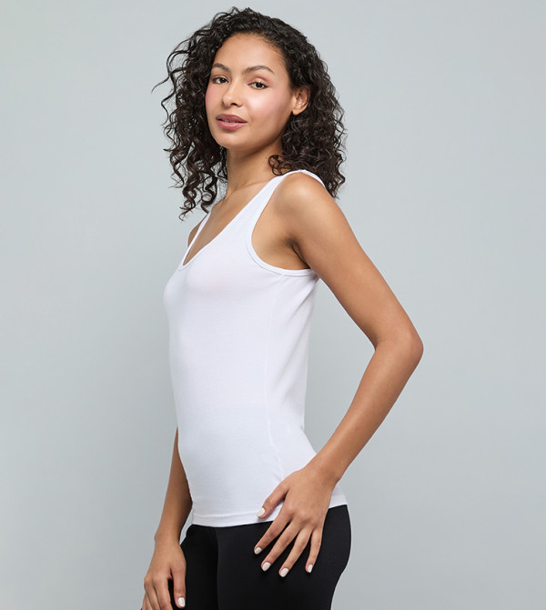 R&B  Sleeveless Tops - White Sleeveless Tops