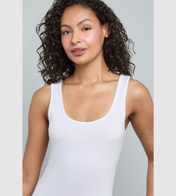 R&B  Sleeveless Tops - White Sleeveless Tops
