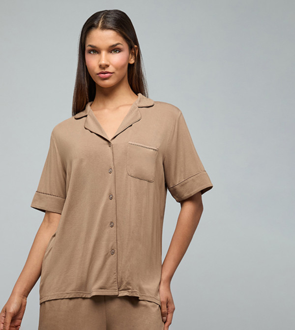 أر آند بي  ملابس نوم - بني  Pyjama Set