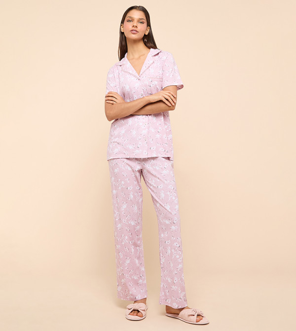 أر آند بي  ملابس نوم - وردي Pyjama Set