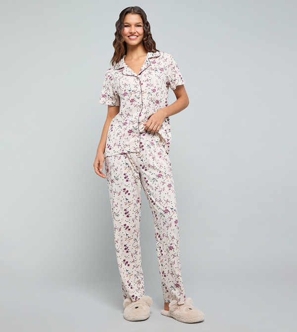 أر آند بي  ملابس نوم - بيج Pyjama Set