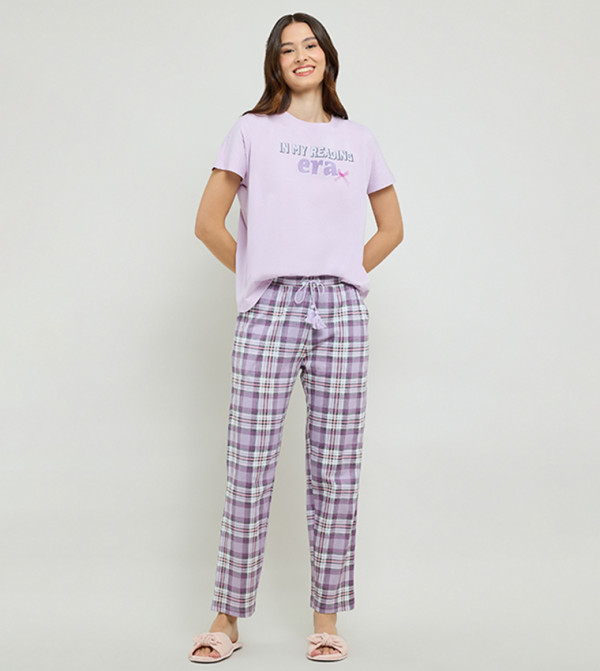 R&B micro-checks - Purple Bottoms