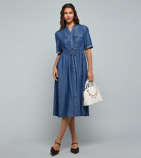 أر آند بي  فساتين تيشيرت - أزرق غامق  Shirt & T-Shirt Dresses