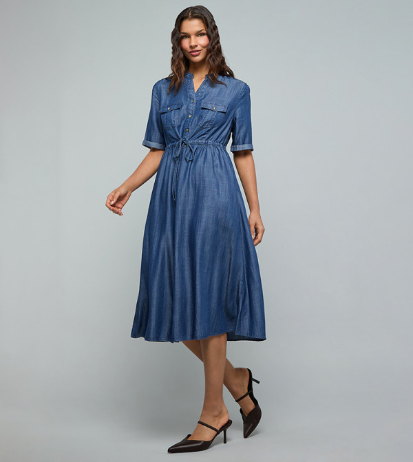 أر آند بي  فساتين تيشيرت - أزرق غامق  Shirt & T-Shirt Dresses