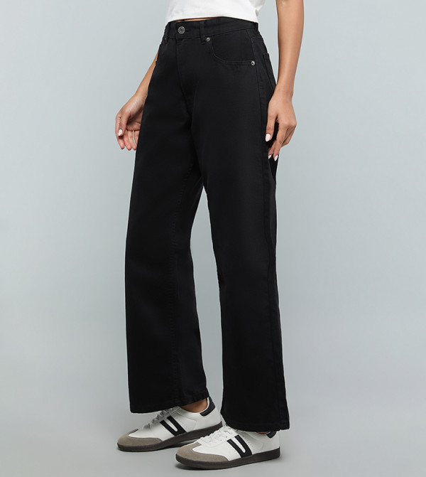 أر آند بي بناطيل جينز - أسود Wide Leg Jeans
